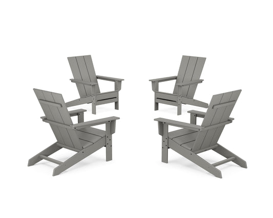 POLYWOOD 4-Piece Modern Studio Adirondack Chair Conversation Set — Slate Grey