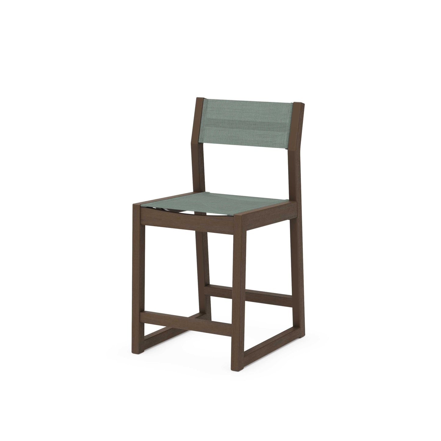 POLYWOOD EDGE Sling Counter Side Chair — Kona / Dupioni Sea Mist Sling