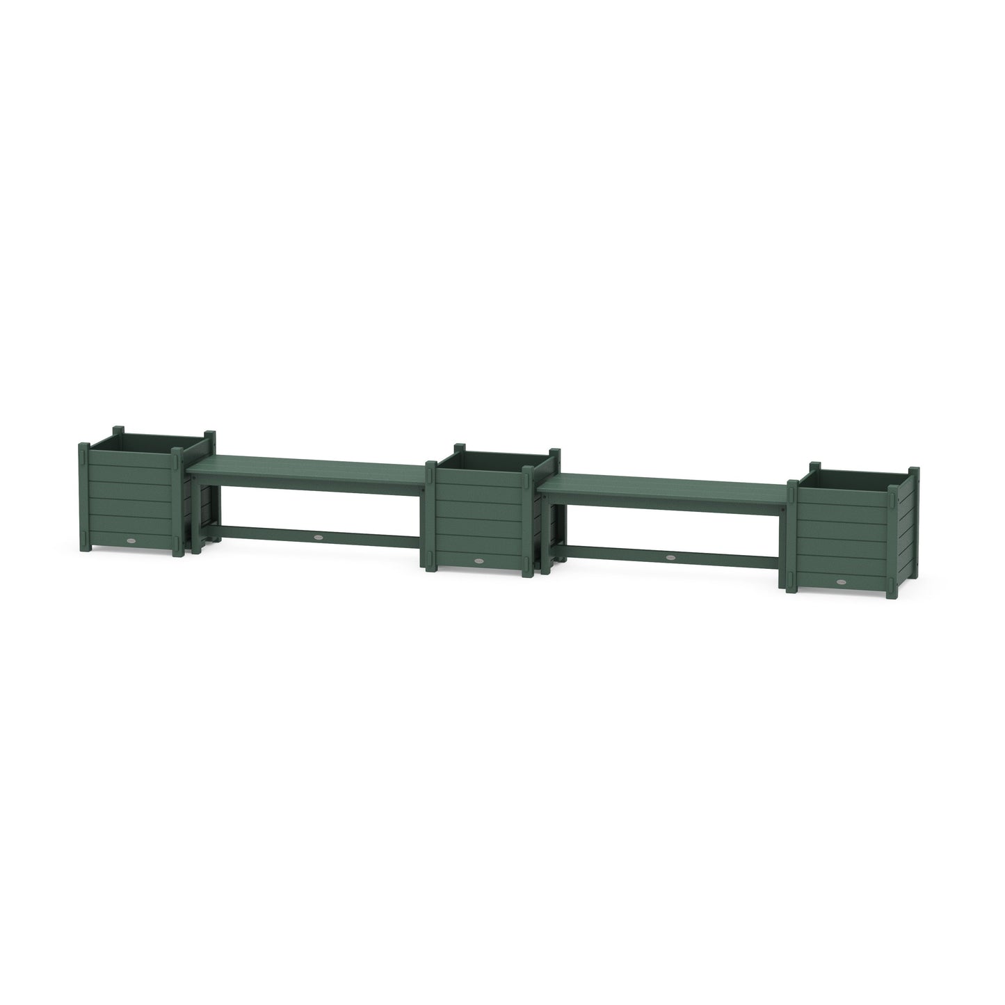 POLYWOOD 48" Nautical Straight Double Planter Bench Set - Large — Green