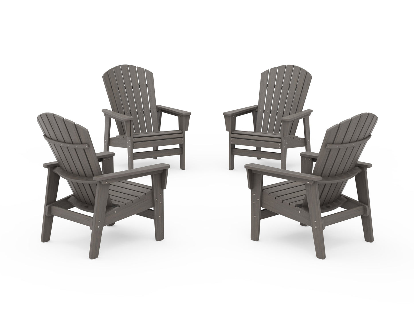POLYWOOD 4-Piece Nautical Grand Upright Adirondack Chair Conversation Set — Driftwood