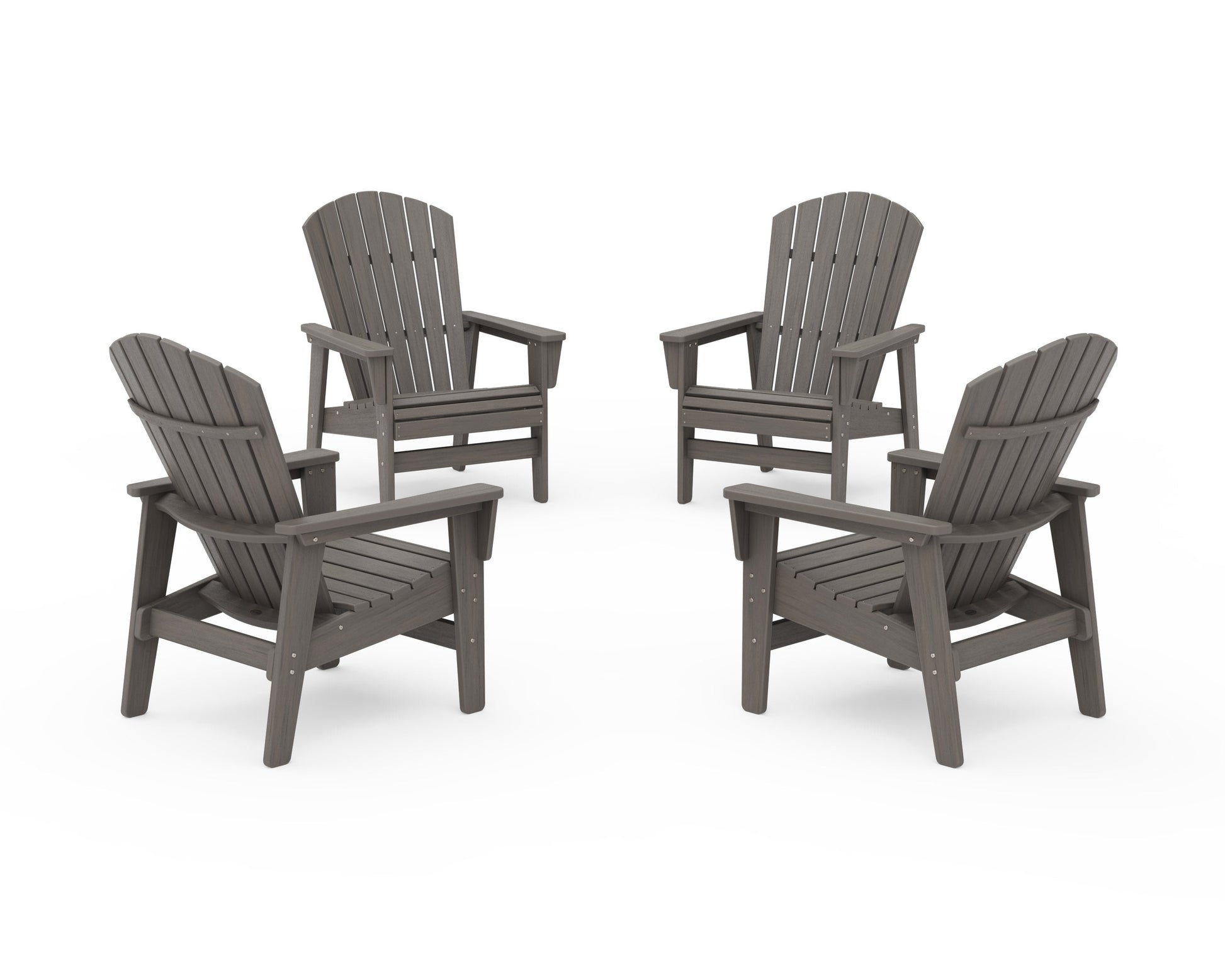 POLYWOOD 4-Piece Nautical Grand Upright Adirondack Chair Conversation Set — Driftwood