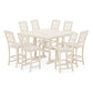 POLYWOOD Chinoiserie 9-Piece Square Farmhouse Side Chair Bar Set with Trestle Legs — Sand