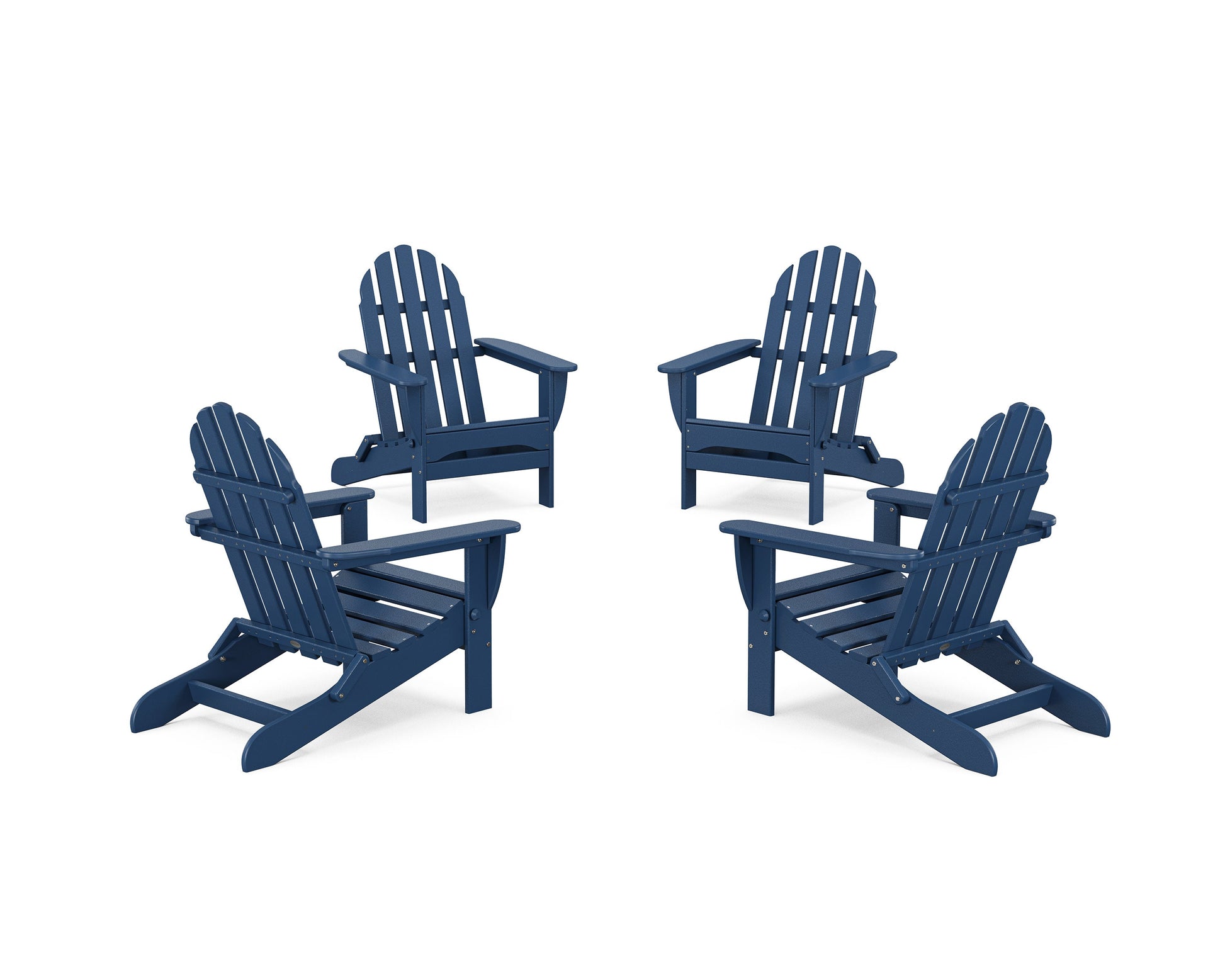 POLYWOOD 4-Piece Classic Folding Adirondack Conversation Set — Navy