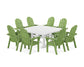 POLYWOOD Vineyard Curveback Adirondack 9-Piece Square Farmhouse Dining Set with Trestle Legs — Lime / White