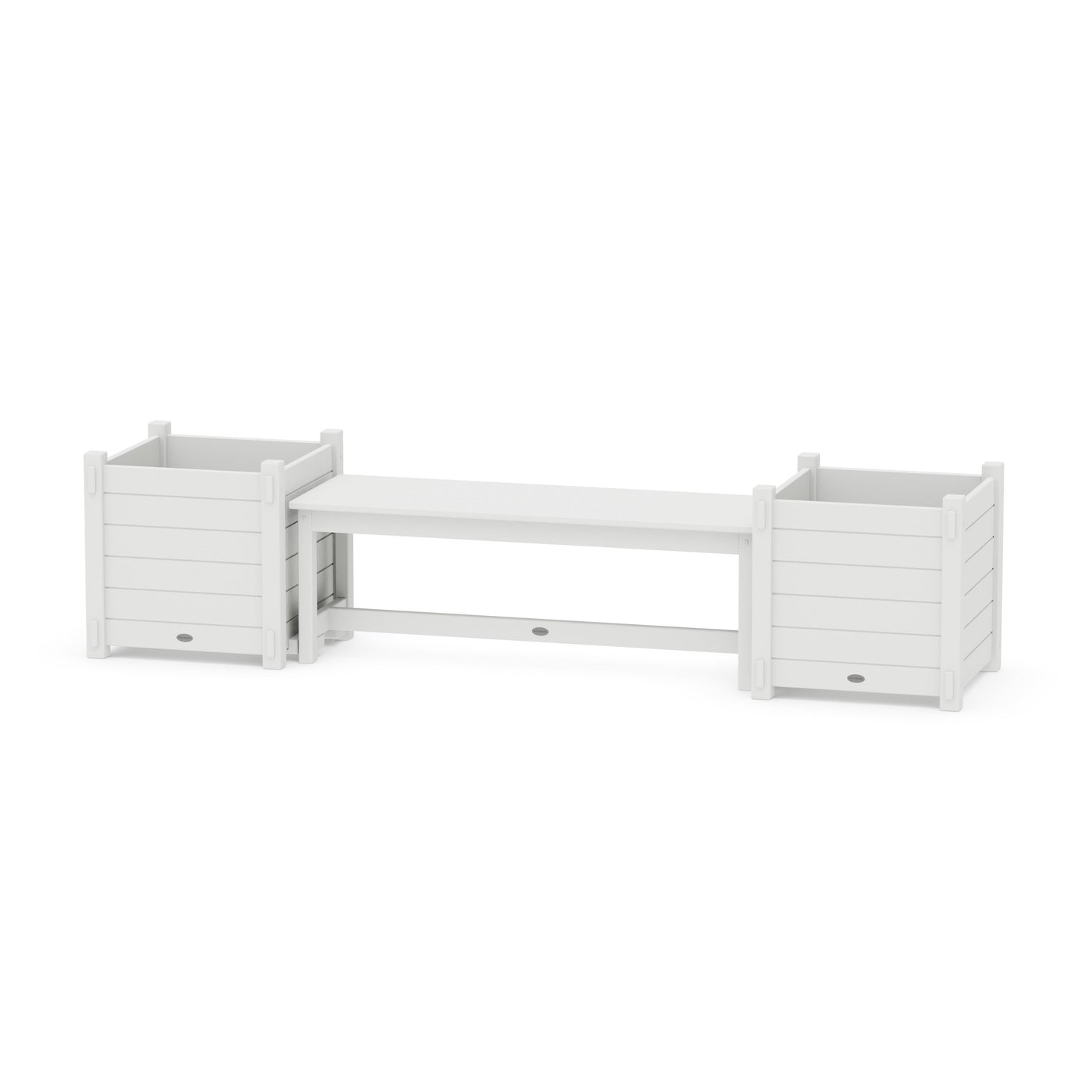 POLYWOOD 48" Nautical Straight Planter Bench Set - Large — White