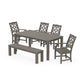 POLYWOOD Chinoiserie 6-Piece Parsons Dining Set with Bench — Driftwood