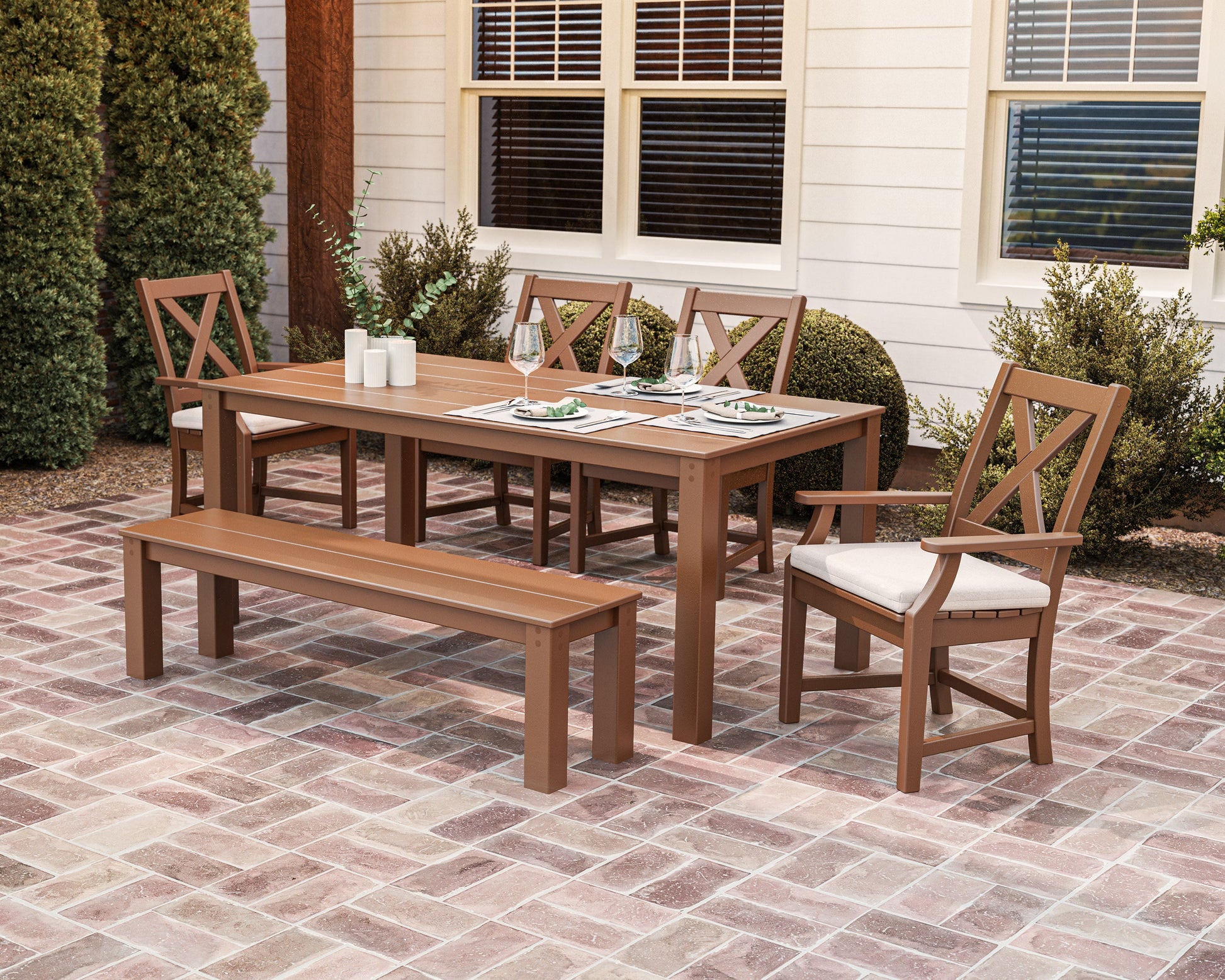 POLYWOOD Braxton 6-Piece Parsons Dining Set with Bench