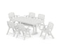 POLYWOOD Nautical Lowback 7-Piece Dining Set with Trestle Legs — White