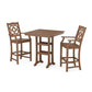 POLYWOOD Chinoiserie 3-Piece Farmhouse Bar Set with Trestle Legs — Teak
