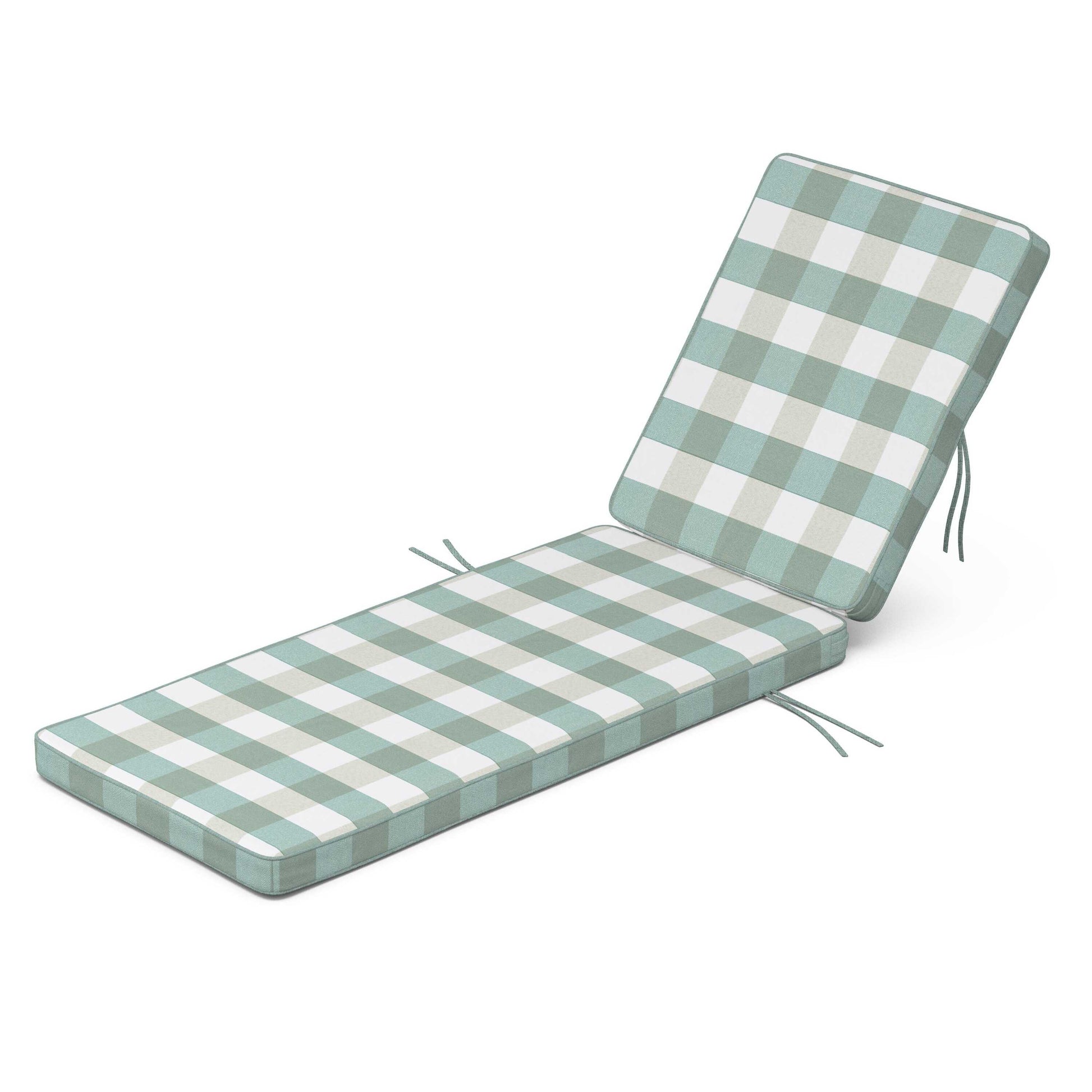 POLYWOOD Acadia Chaise Cushion — Buffalo Plaid Glacier Spa