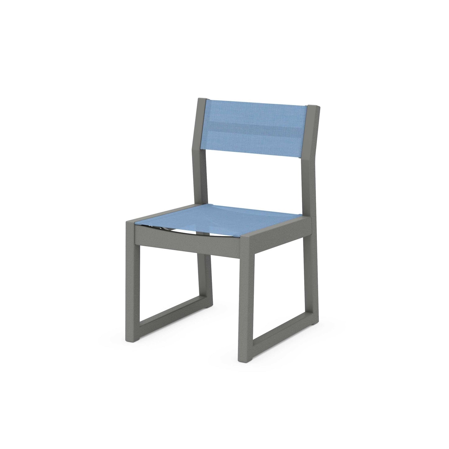 POLYWOOD EDGE Sling Dining Side Chair — Slate Grey / Poolside Sling