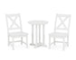 POLYWOOD Braxton Side Chair 3-Piece Round Bistro Dining Set — White
