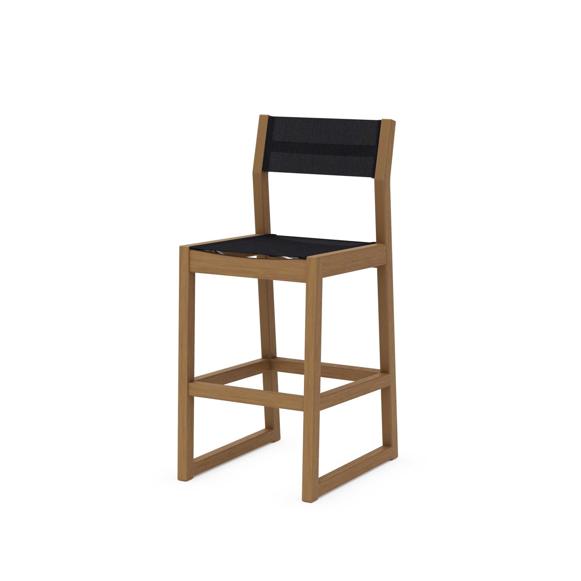 POLYWOOD EDGE Sling Bar Side Chair — Natural / Black Sling