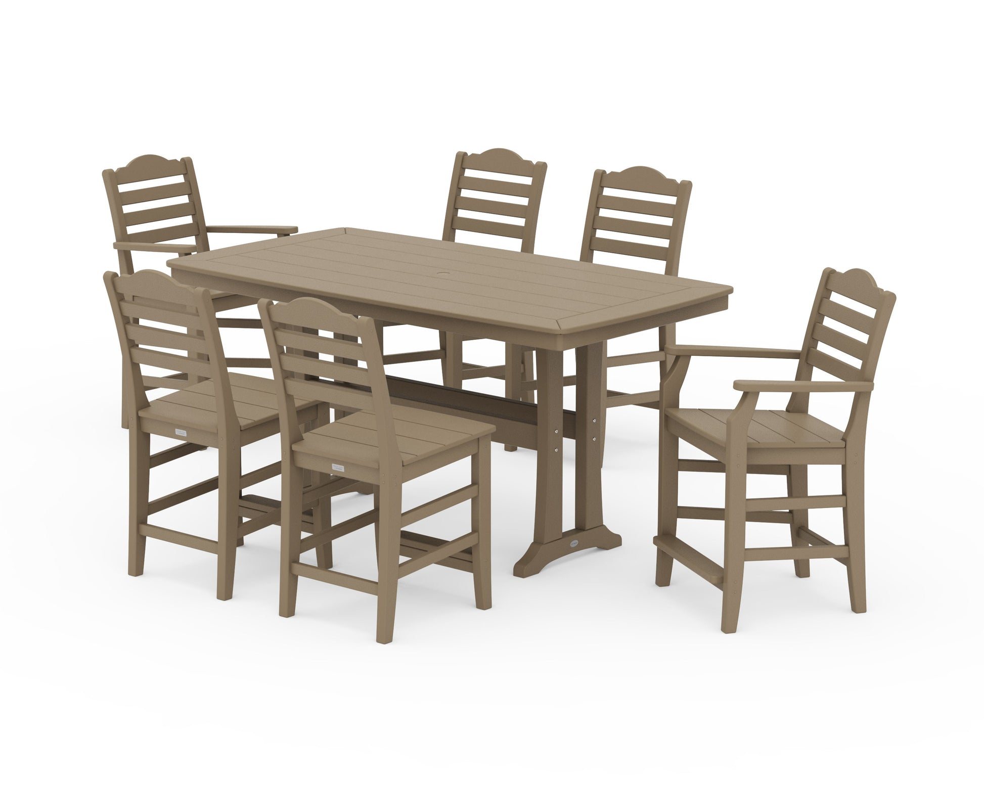 POLYWOOD Savannah 7-Piece Counter Set with Trestle Legs — Vintage Sahara