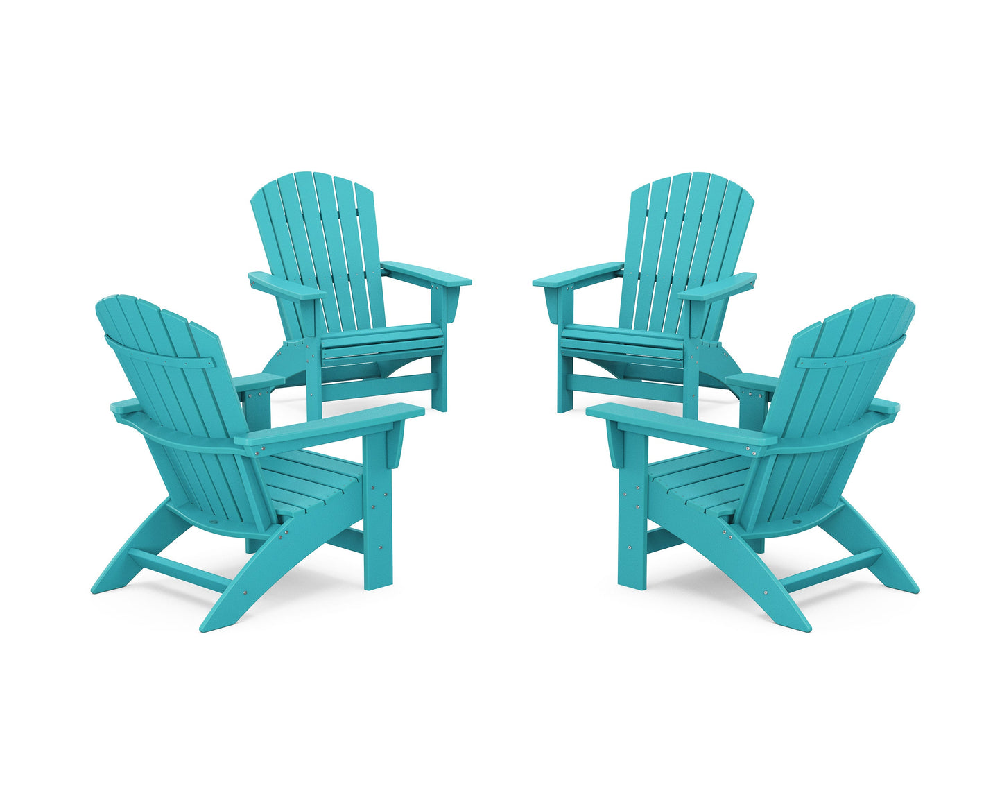 POLYWOOD 4-Piece Nautical Grand Adirondack Chair Conversation Set — Aruba