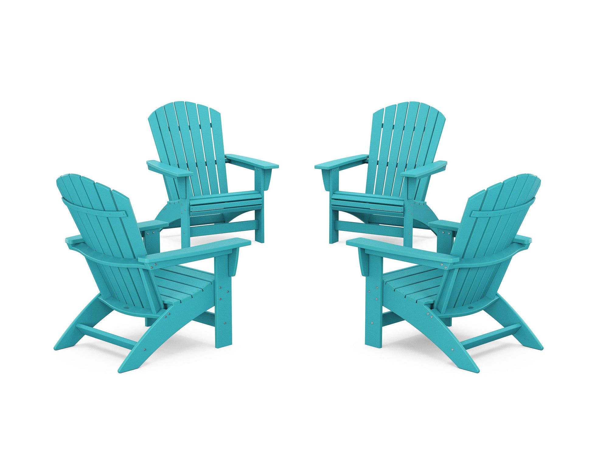 POLYWOOD 4-Piece Nautical Grand Adirondack Chair Conversation Set — Aruba
