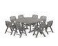 POLYWOOD Nautical Lowback 9-Piece Square Dining Set with Trestle Legs — Slate Grey