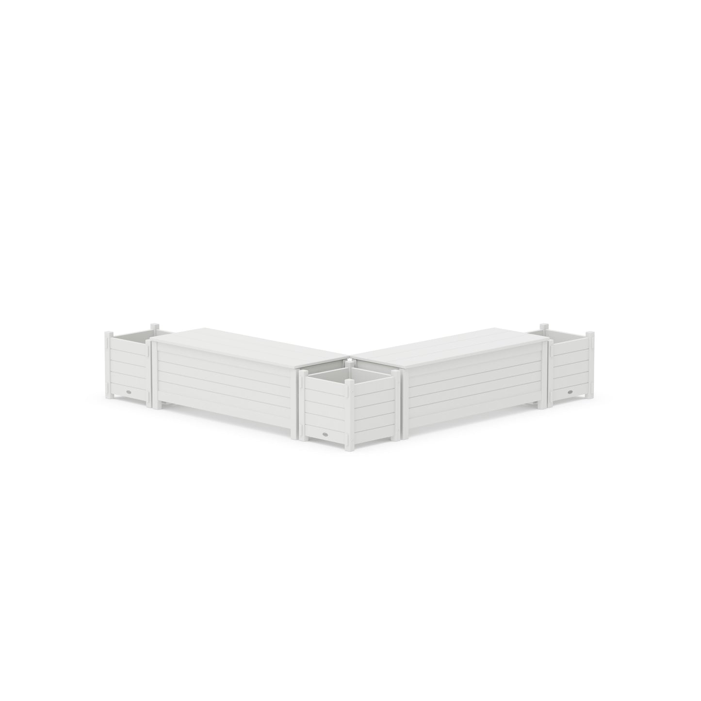 POLYWOOD 48" Nautical L- Shaped Planter Storage Bench Corner Set — White