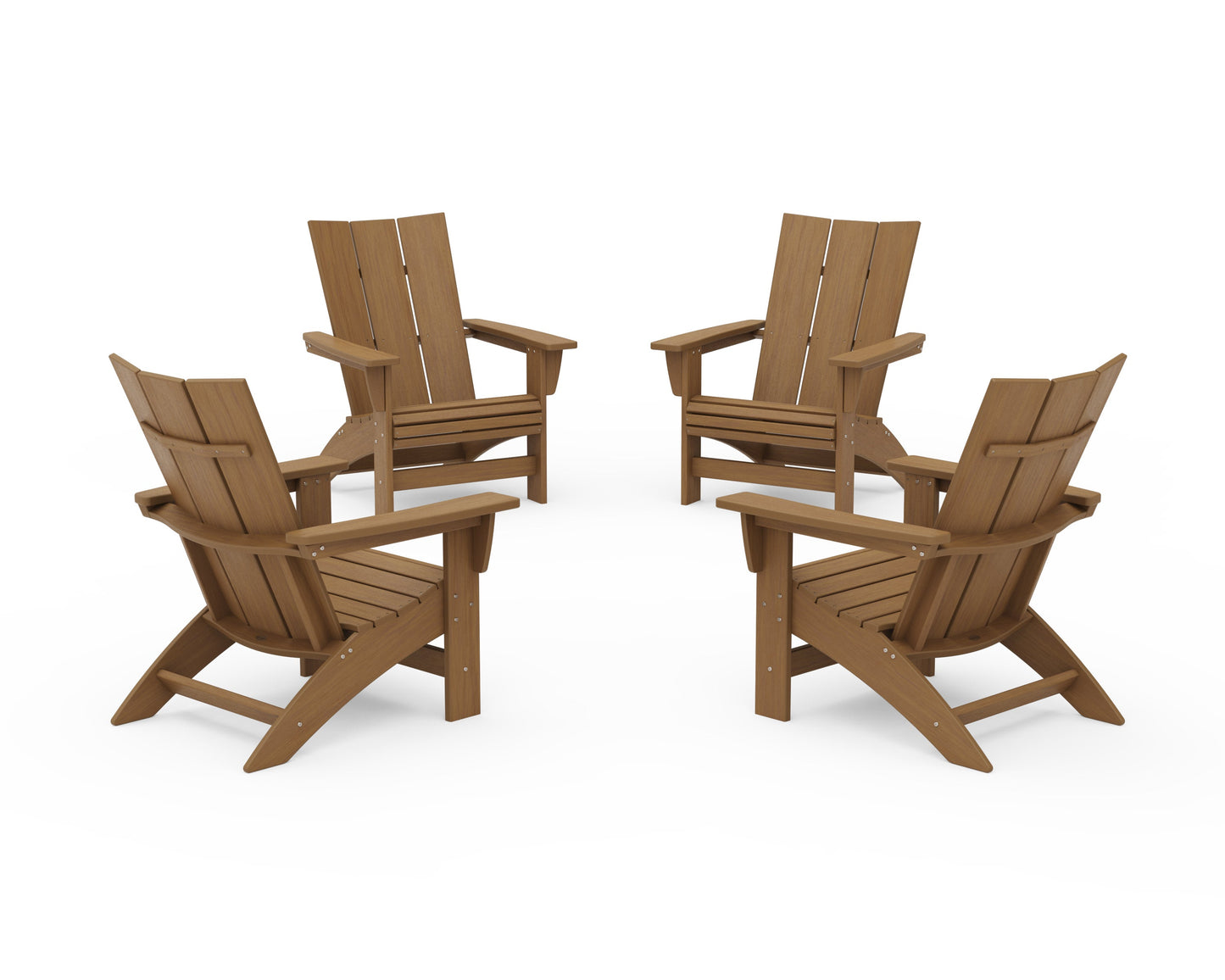 POLYWOOD 4-Piece Modern Grand Adirondack Chair Conversation Set — Natural