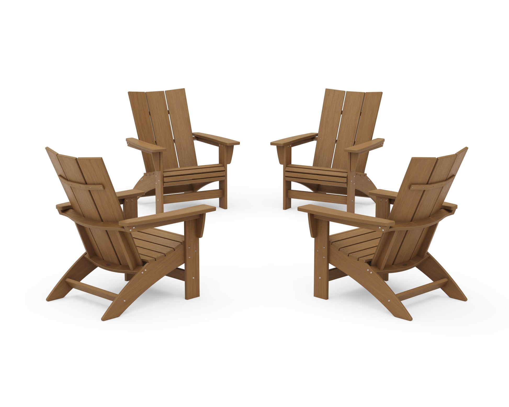 POLYWOOD 4-Piece Modern Grand Adirondack Chair Conversation Set — Natural