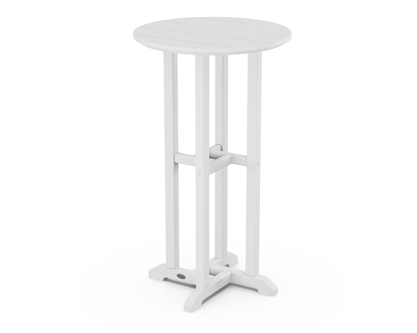 POLYWOOD 24" Round Farmhouse Bar Bistro Table — White