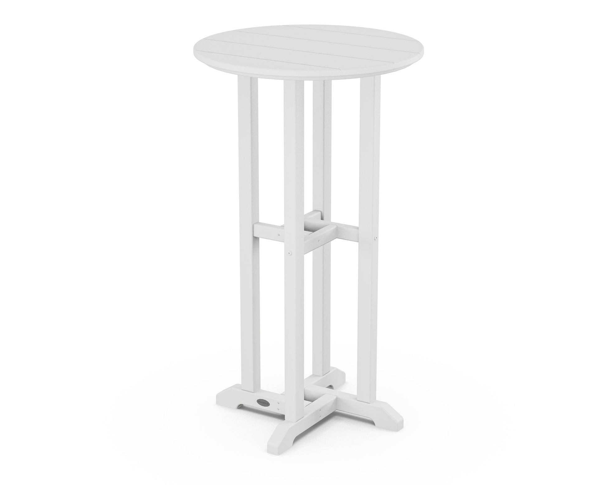 POLYWOOD 24" Round Farmhouse Bar Bistro Table — White