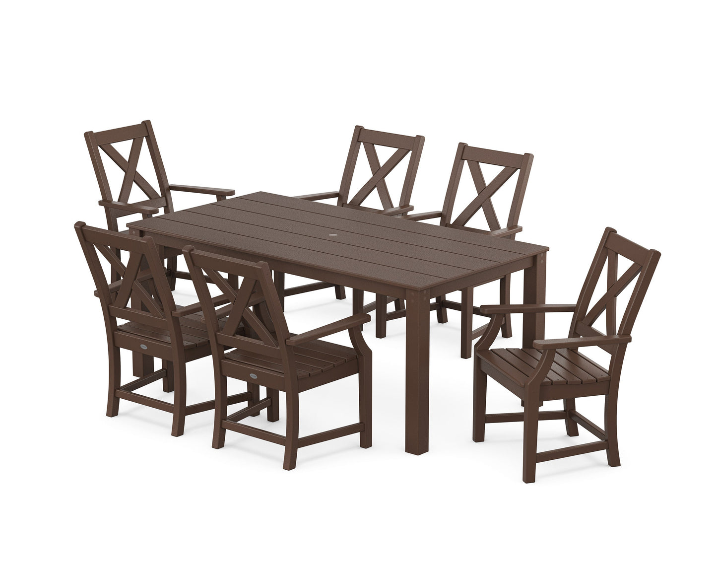 POLYWOOD Braxton Arm Chair 7-Piece Parsons Dining Set — Mahogany