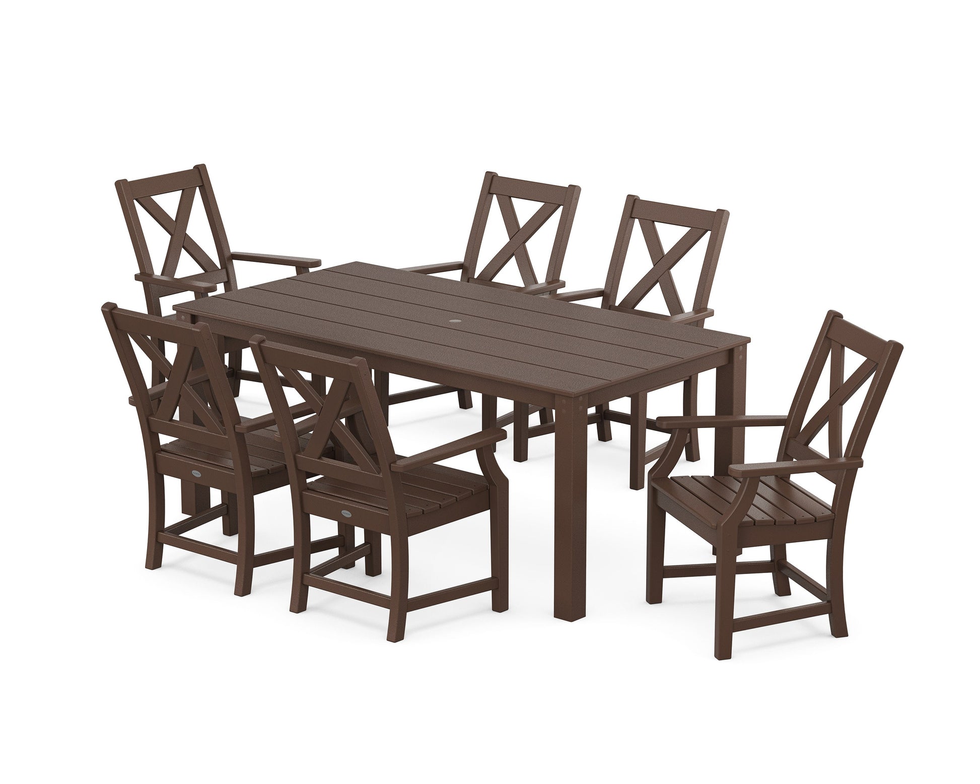 POLYWOOD Braxton Arm Chair 7-Piece Parsons Dining Set — Mahogany