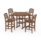 POLYWOOD Savannah 5-Piece Round Farmhouse Bar Set — Teak