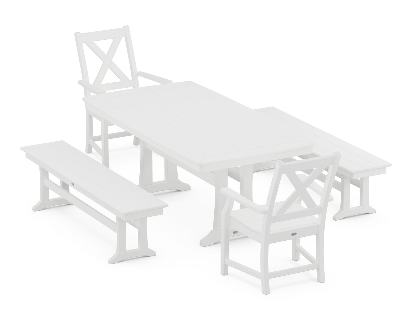 POLYWOOD Braxton 5-Piece Dining Set with Trestle Legs — White