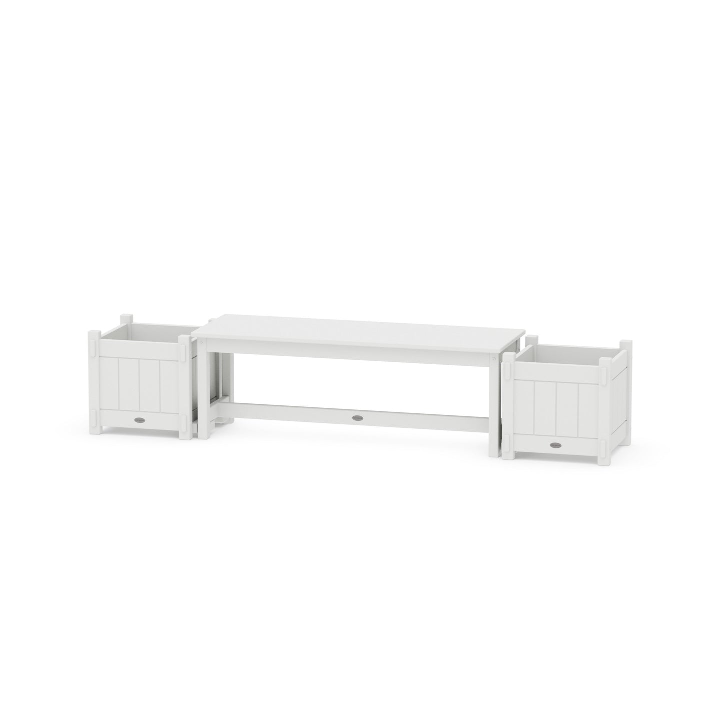 POLYWOOD 48" Vineyard Straight Planter Bench Set — White
