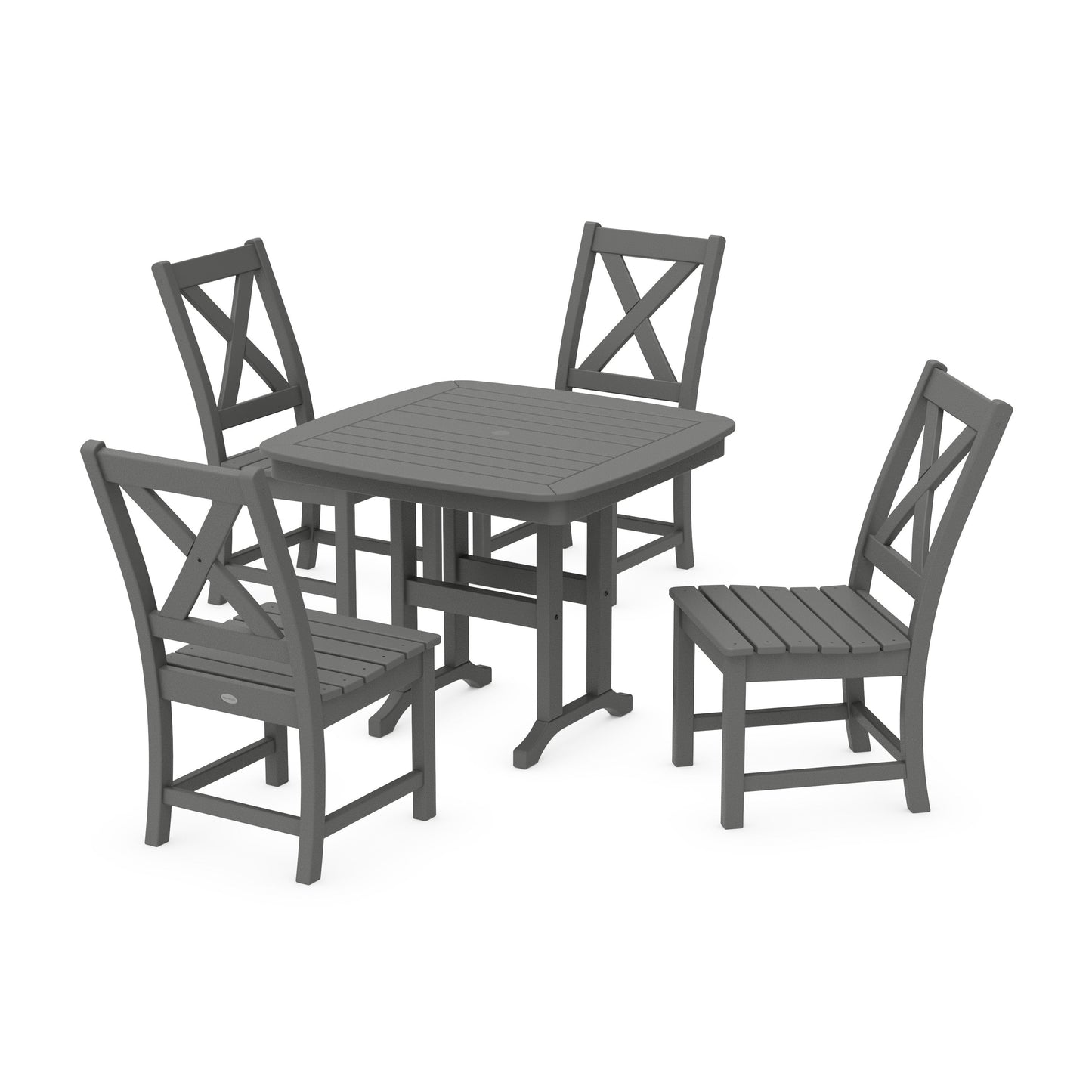 POLYWOOD Braxton Side Chair 5-Piece Dining Set — Slate Grey