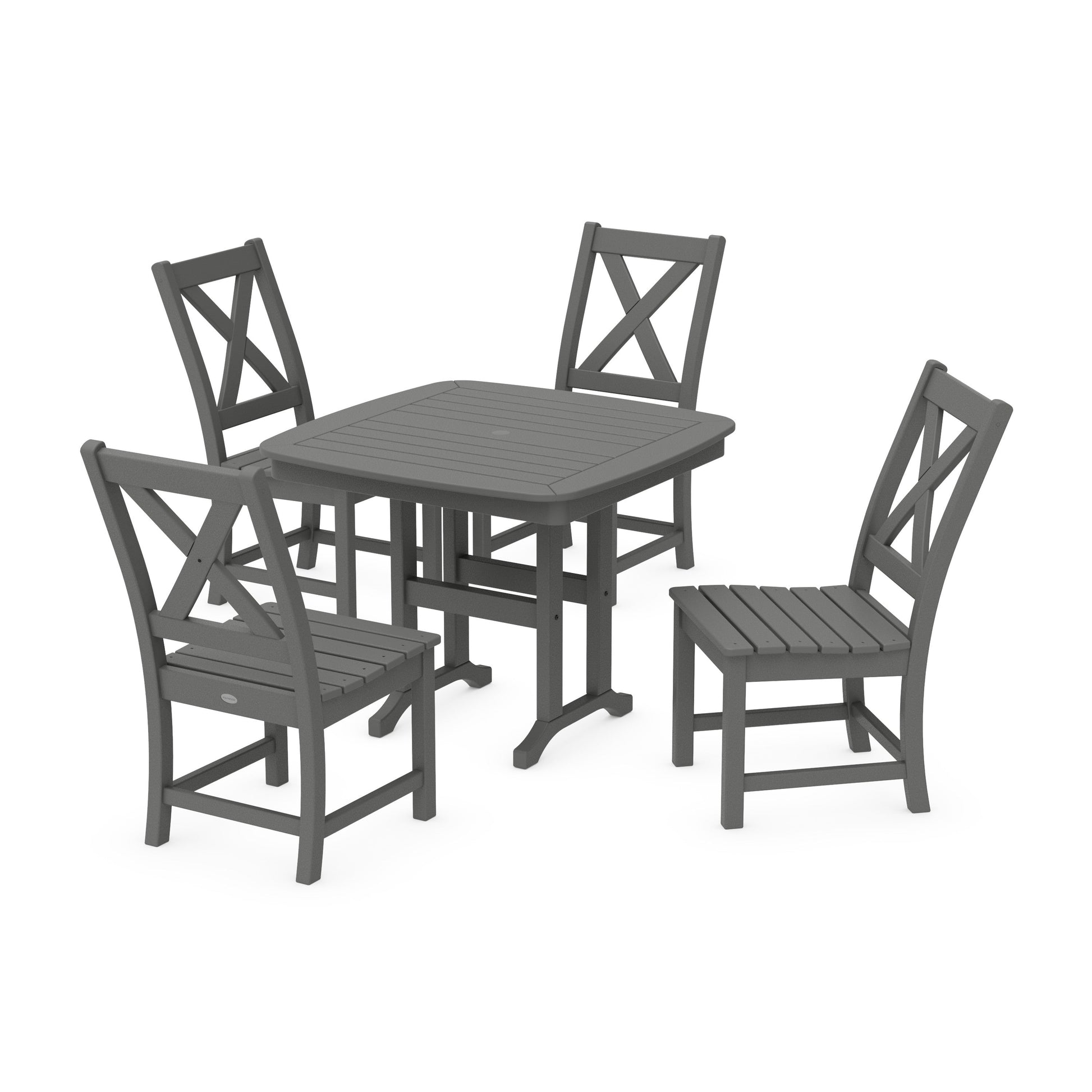 POLYWOOD Braxton Side Chair 5-Piece Dining Set — Slate Grey