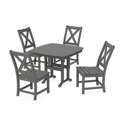 POLYWOOD Braxton Side Chair 5-Piece Dining Set — Slate Grey