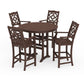 POLYWOOD Chinoiserie 5-Piece Round Bar Set — Mahogany