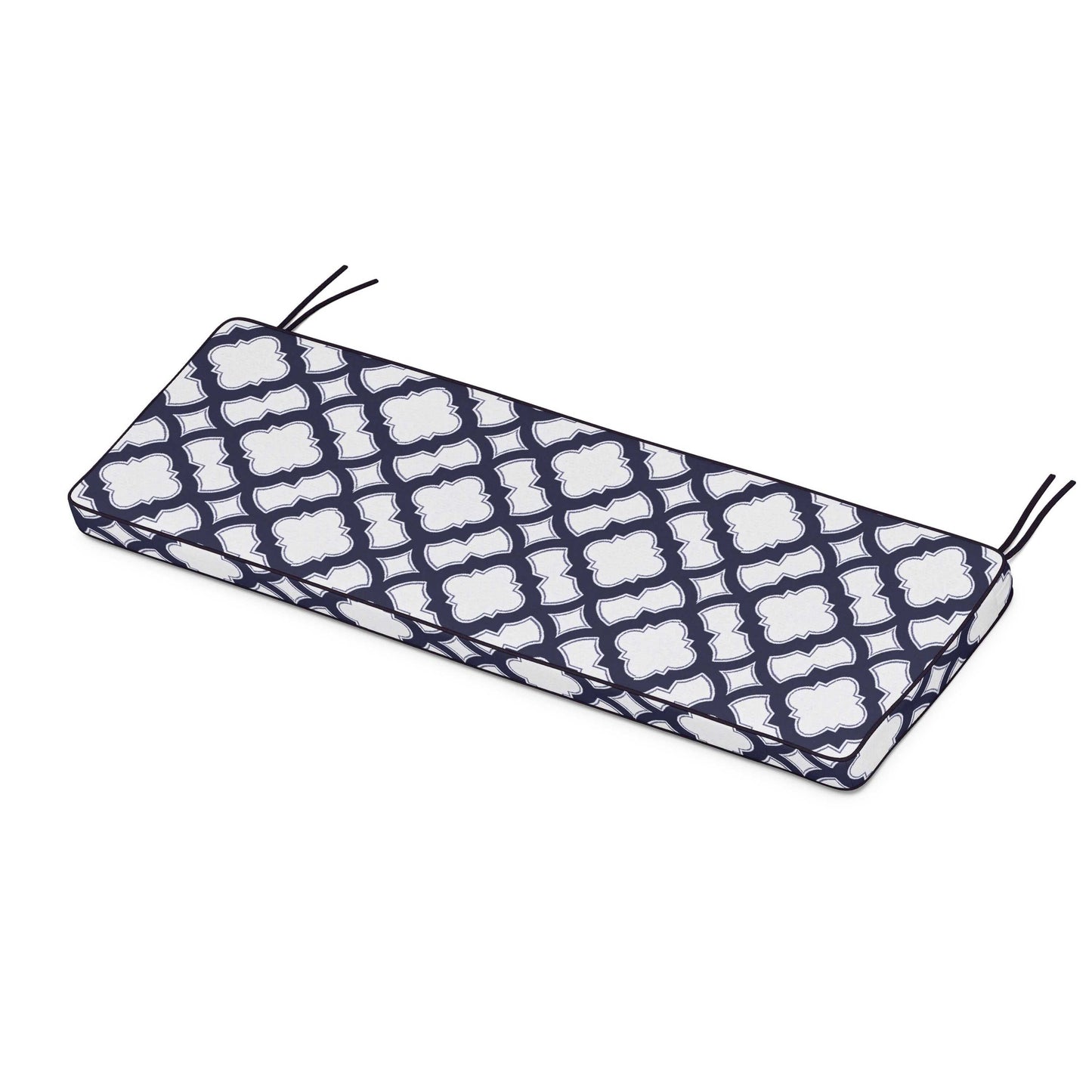 POLYWOOD Chinoiserie Bench Seat Cushion — Trellis Navy