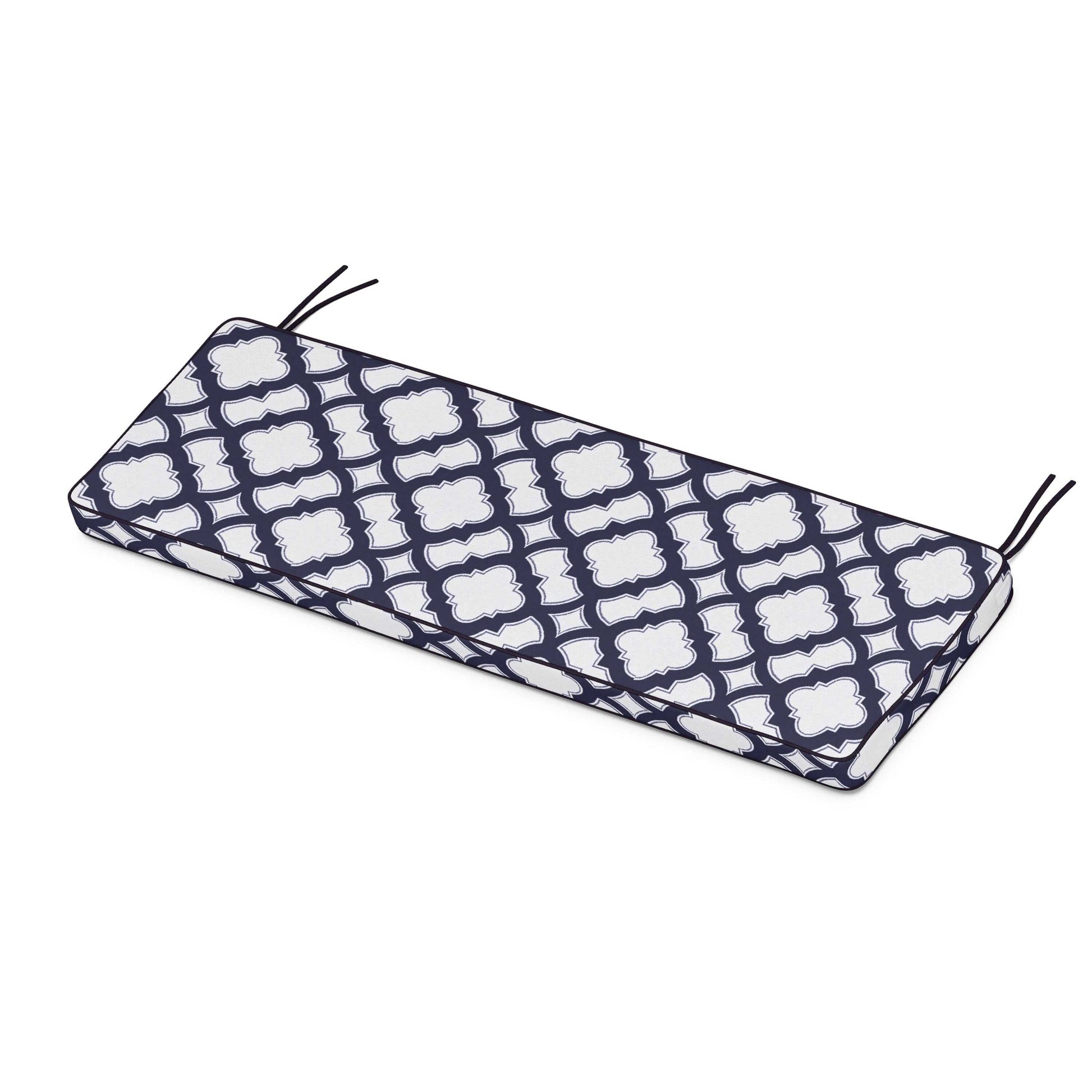 POLYWOOD Chinoiserie Bench Seat Cushion — Trellis Navy