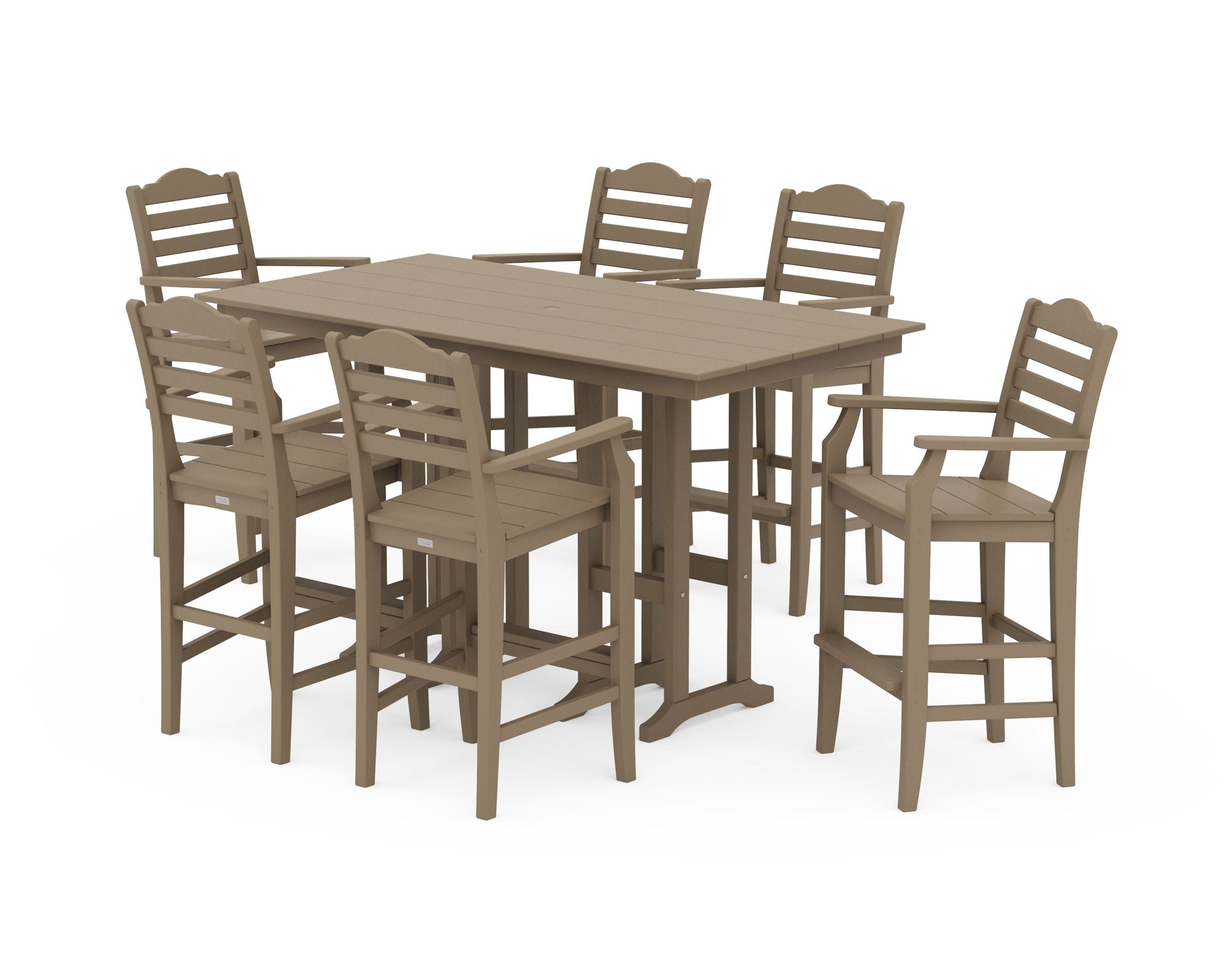 POLYWOOD Savannah Arm Chair 7-Piece Farmhouse Bar Set — Vintage Sahara