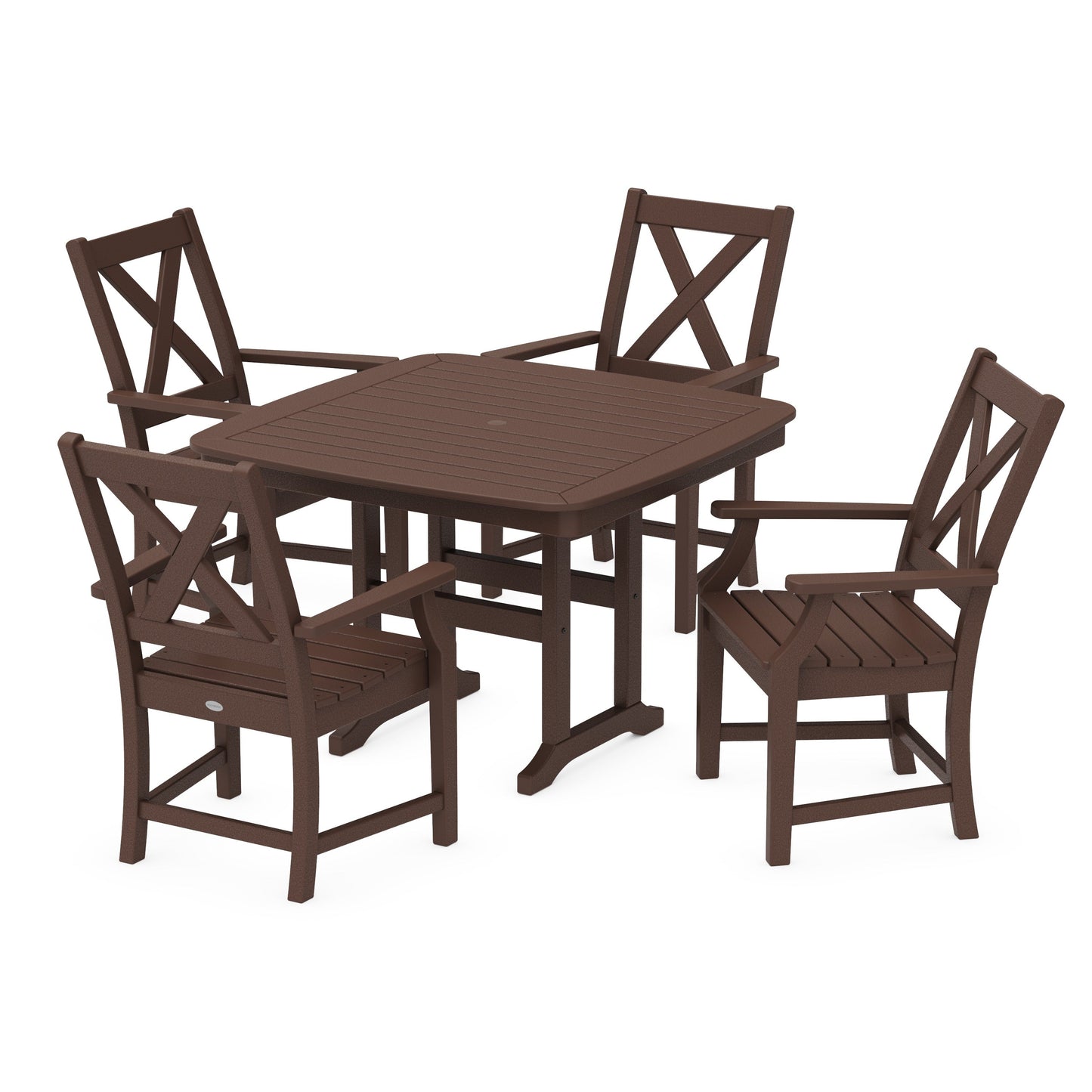 POLYWOOD Braxton 5-Piece Dining Set with Trestle Legs — Mahogany