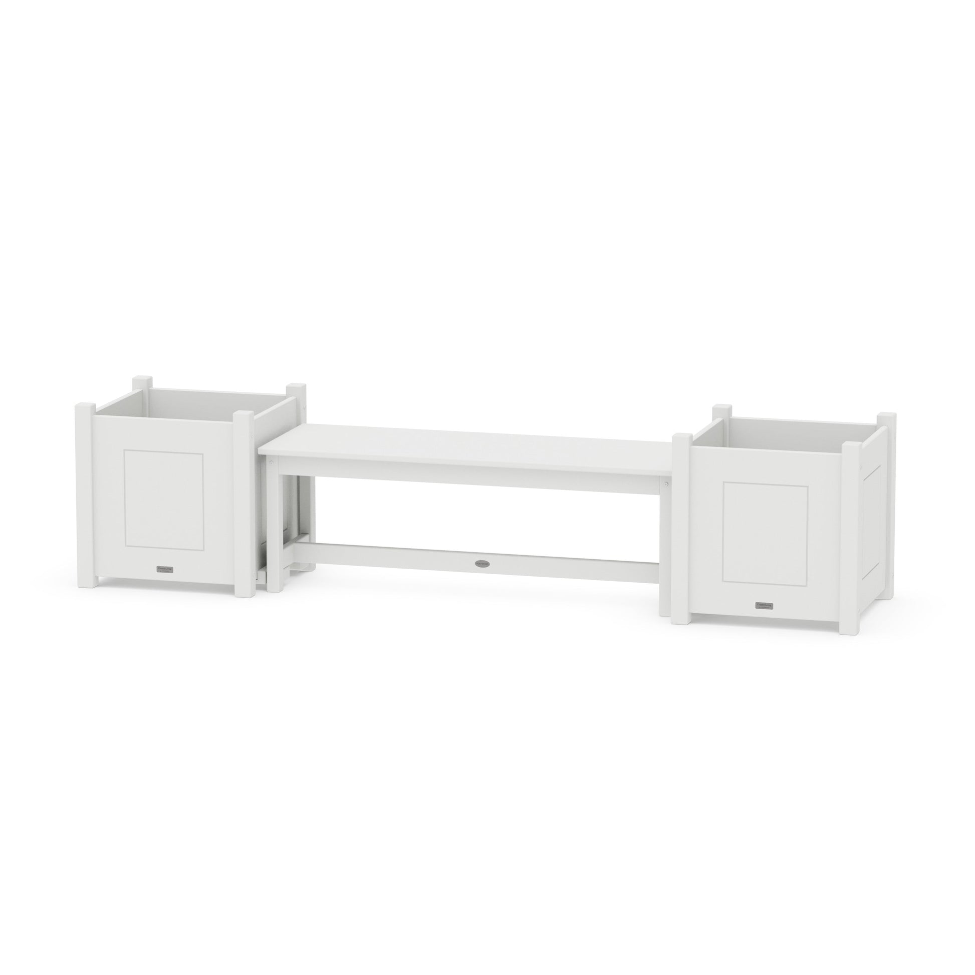 POLYWOOD 48" Country Living Straight Planter Bench Set - Large — White
