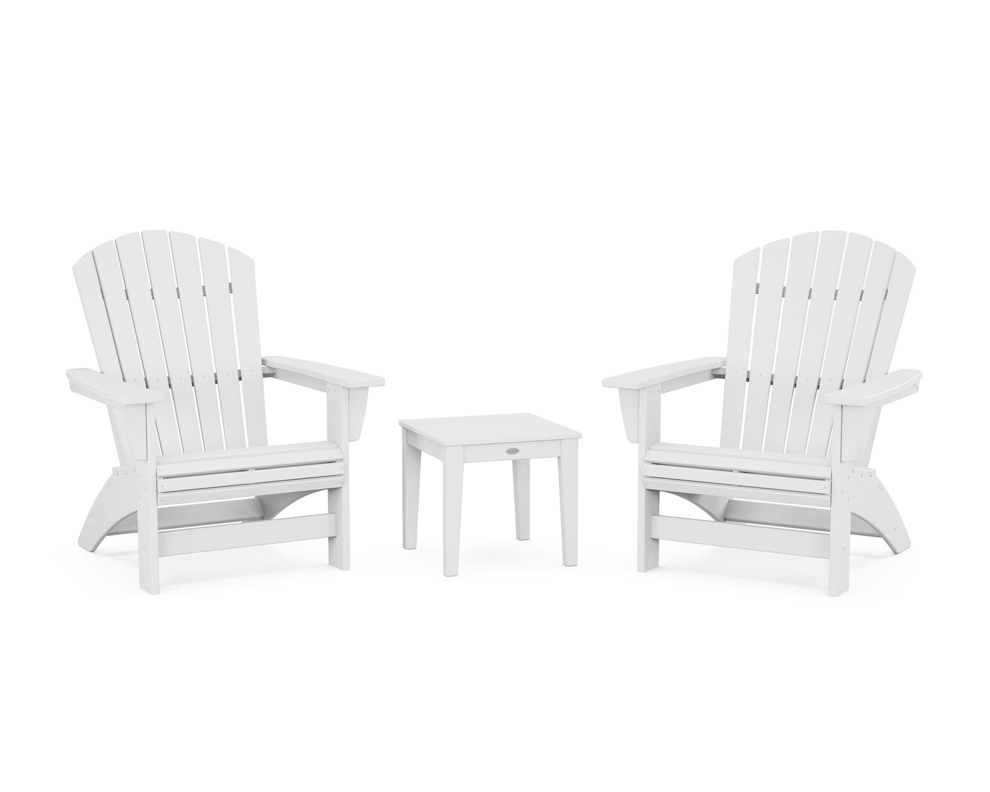 POLYWOOD 3-Piece Nautical Grand Adirondack Set — White