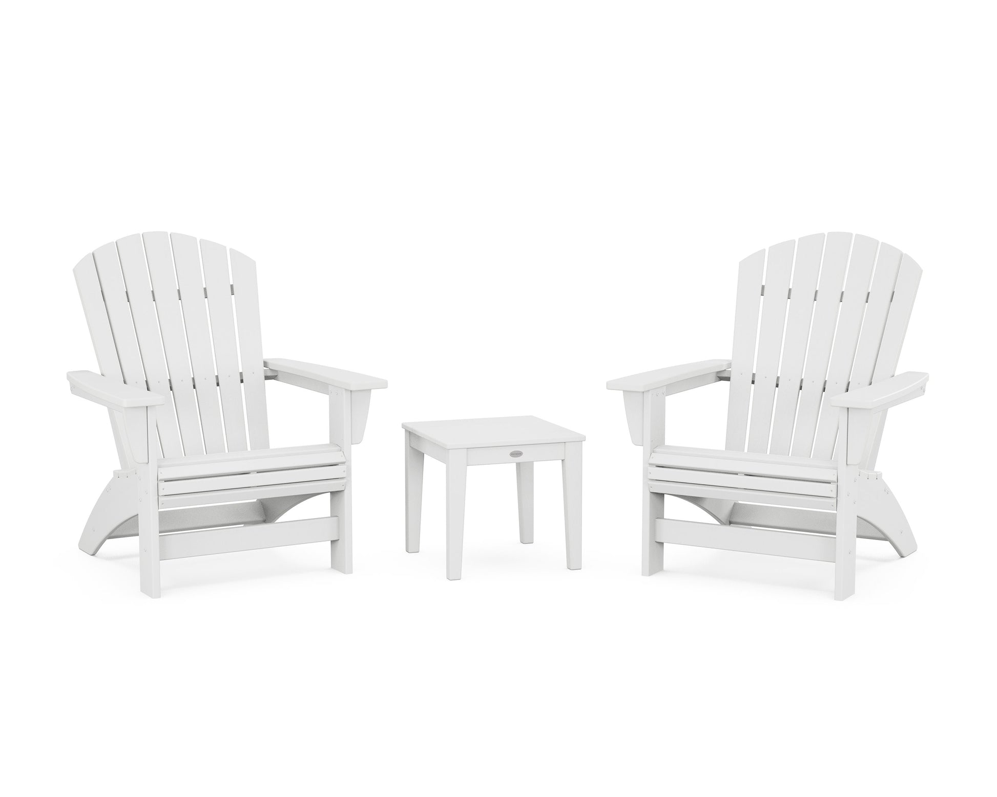 POLYWOOD 3-Piece Nautical Grand Adirondack Set — White