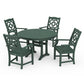 POLYWOOD Chinoiserie 5-Piece Round Dining Set with Trestle Legs — Green