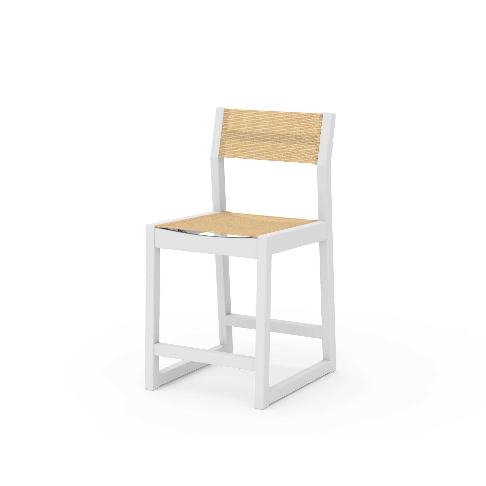POLYWOOD EDGE Sling Counter Side Chair — White / Dupioni Apricot Sling