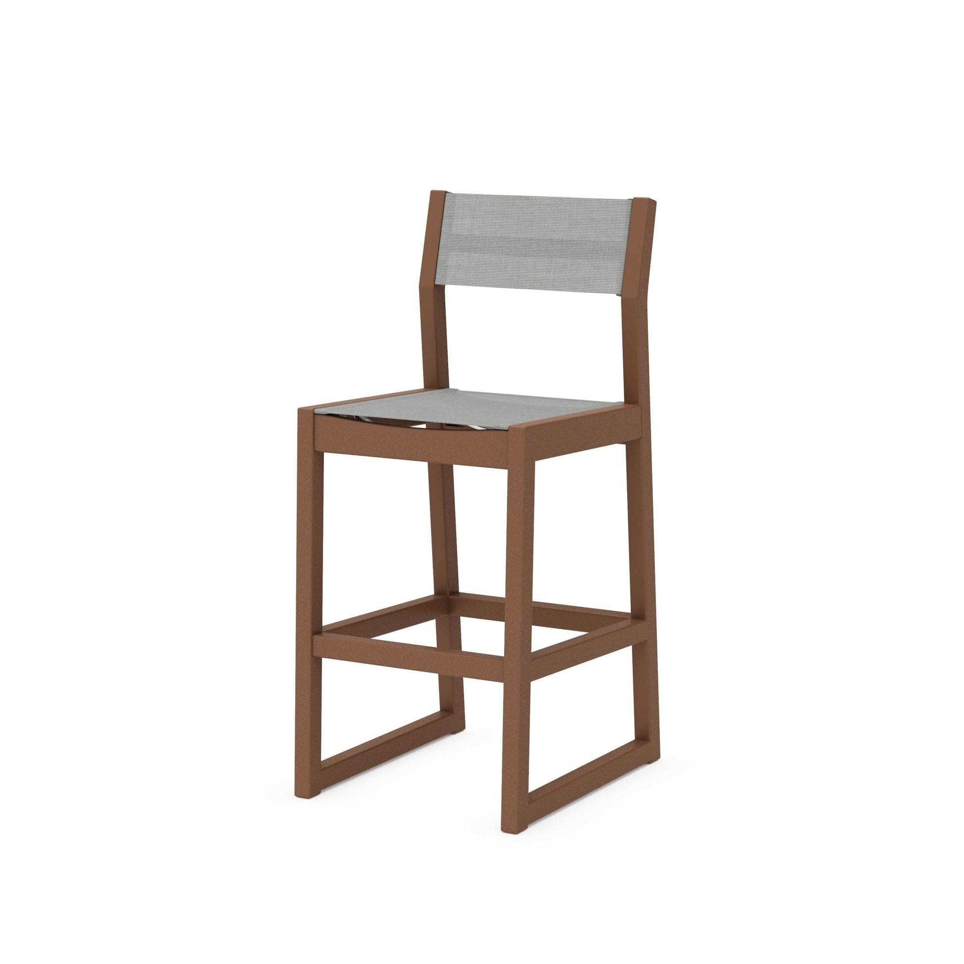 POLYWOOD EDGE Sling Bar Side Chair — Teak / Metallic Sling
