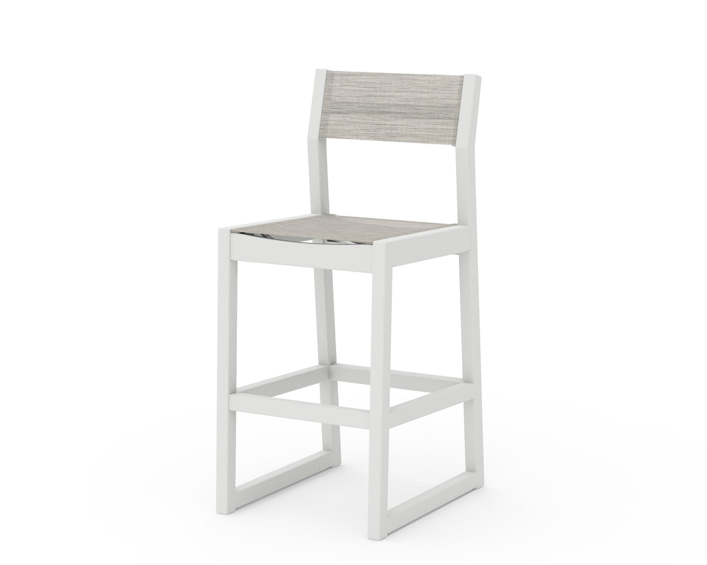 POLYWOOD EDGE Sling Bar Side Chair — Vintage White / Birch Sling