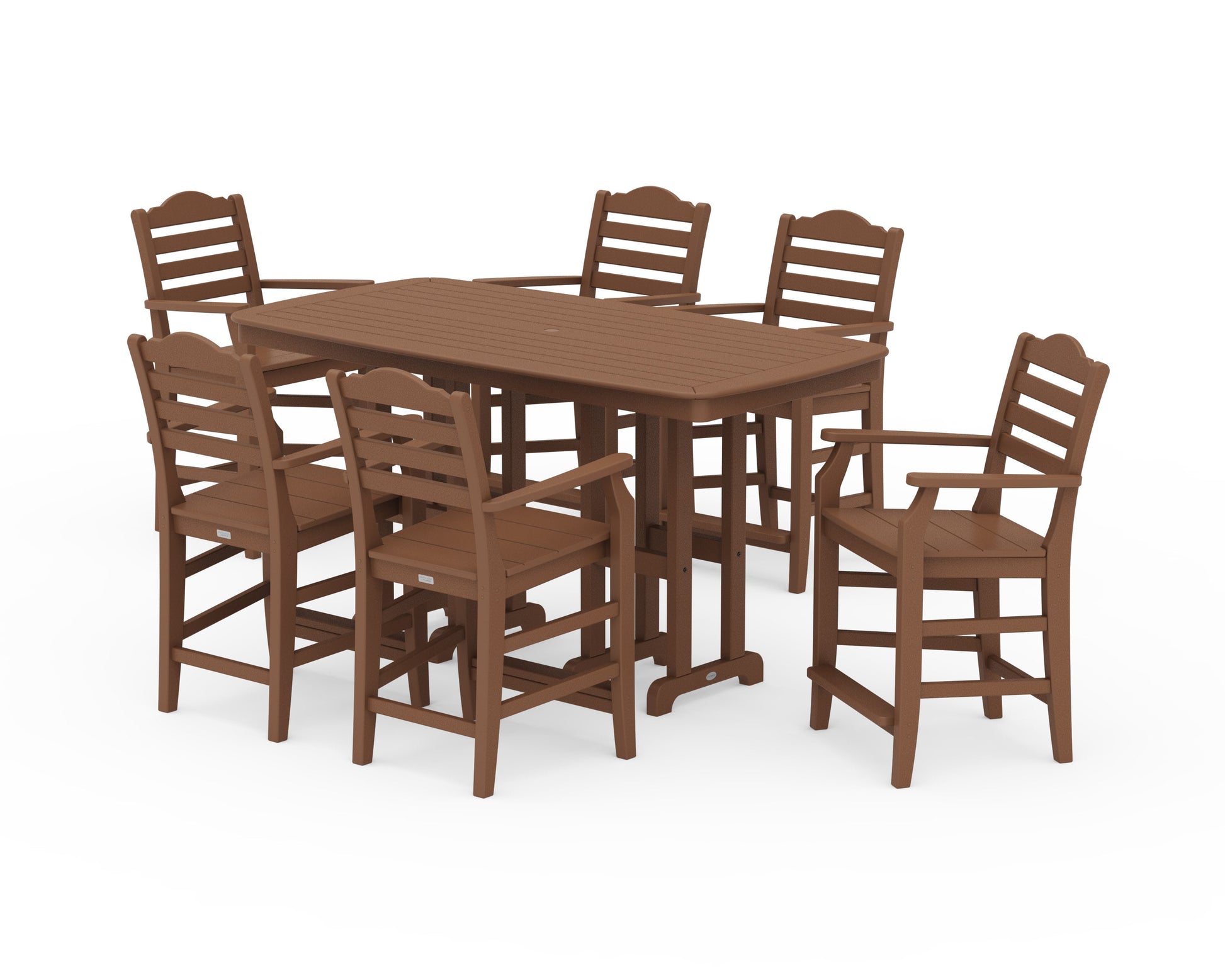 POLYWOOD Savannah Arm Chair 7-Piece Counter Set — Teak