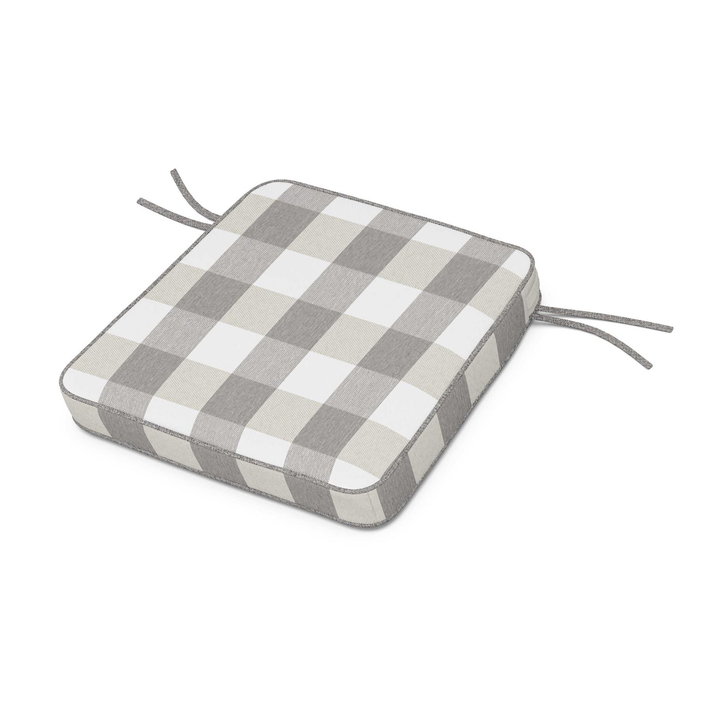 POLYWOOD Acadia Dining Arm Seat Cushion — Buffalo Plaid Grey Mist