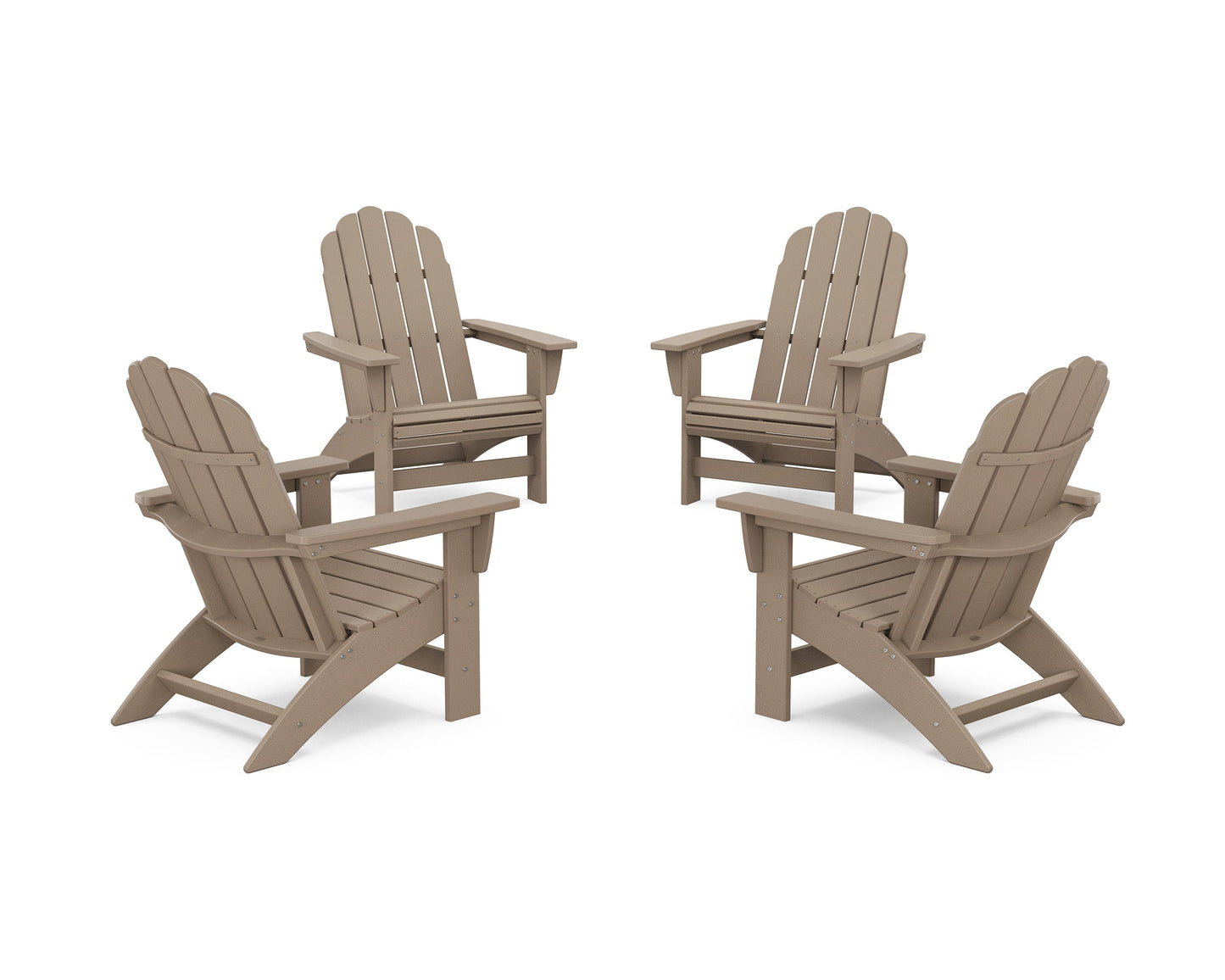 POLYWOOD 4-Piece Vineyard Grand Adirondack Chair Conversation Set — Vintage Sahara
