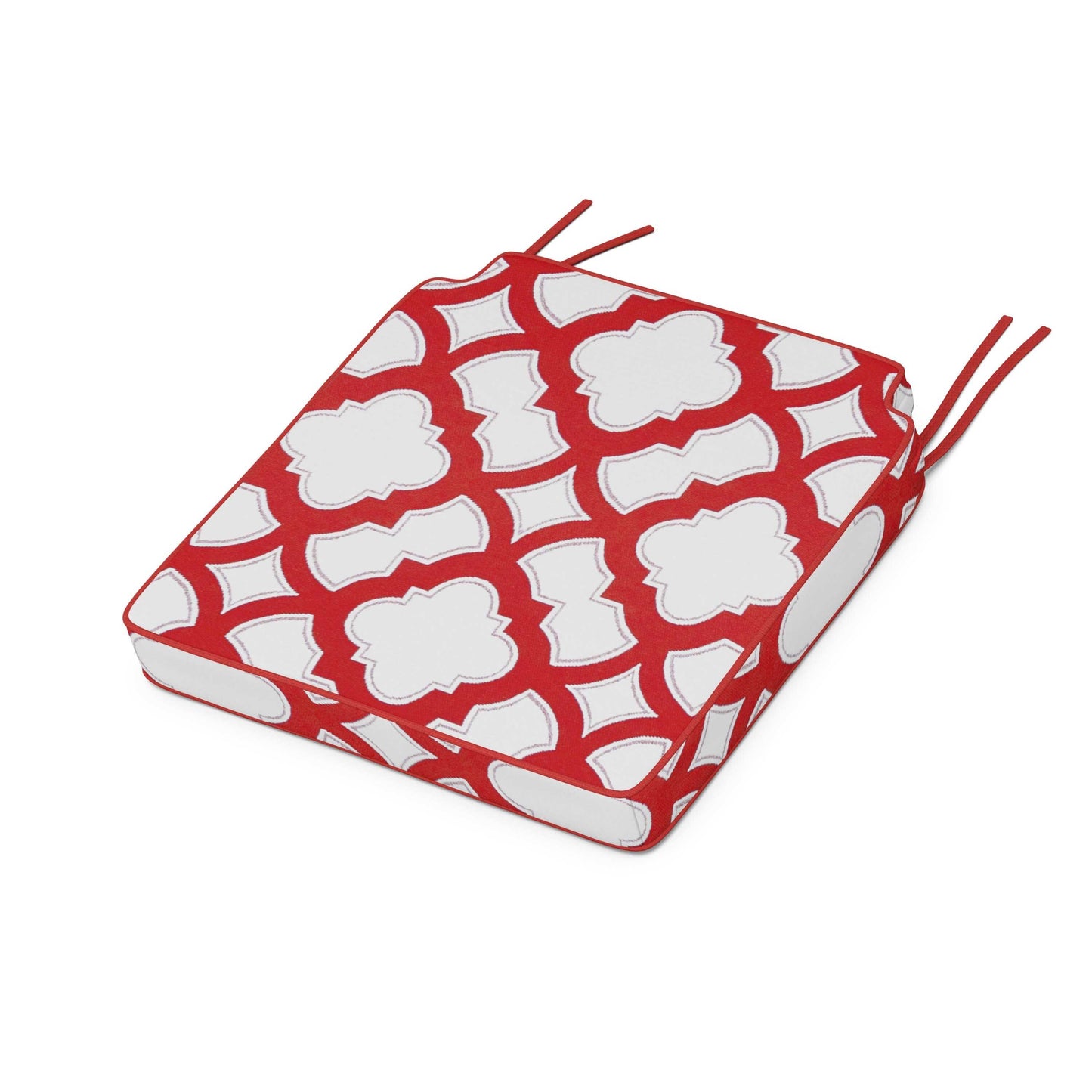 POLYWOOD Acadia Dining Side Seat Cushion — Trellis Crimson